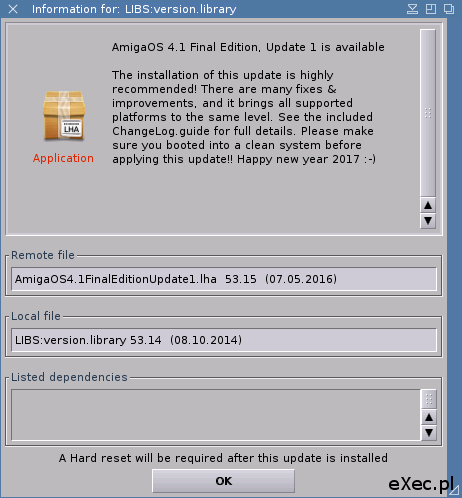 AmigaOS 4.1 Final Edition, Update 1
