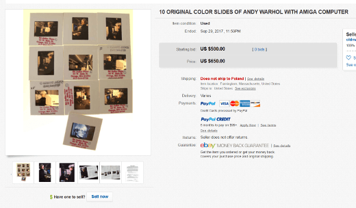 Andy Warhol z Amigą 1000 na aukcji