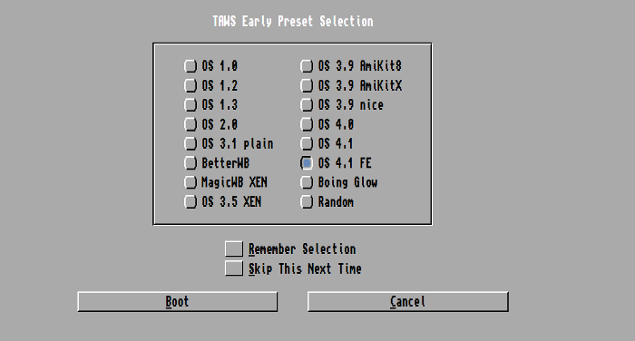 TAWS Early Preset Selection